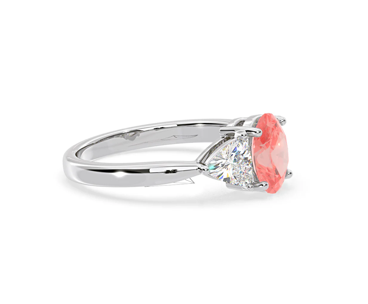 Dalia Pink Lab Diamond Oval with Trillions 1.70ct Ring in Platinum - Elara Collection - Image 73