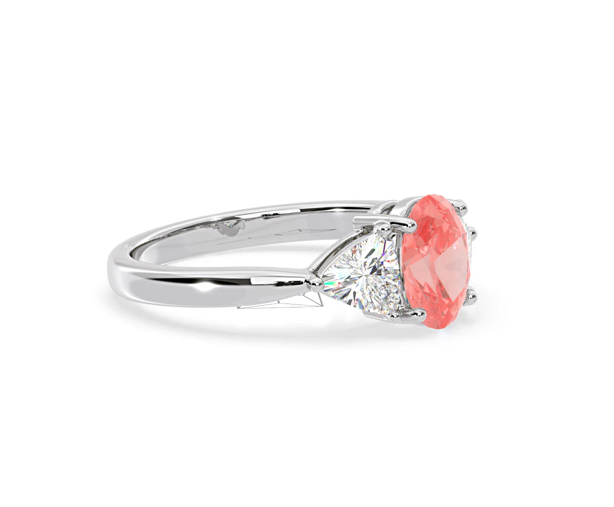 Dalia Pink Lab Diamond Oval with Trillions 1.70ct Ring in Platinum - Elara Collection - Image 75
