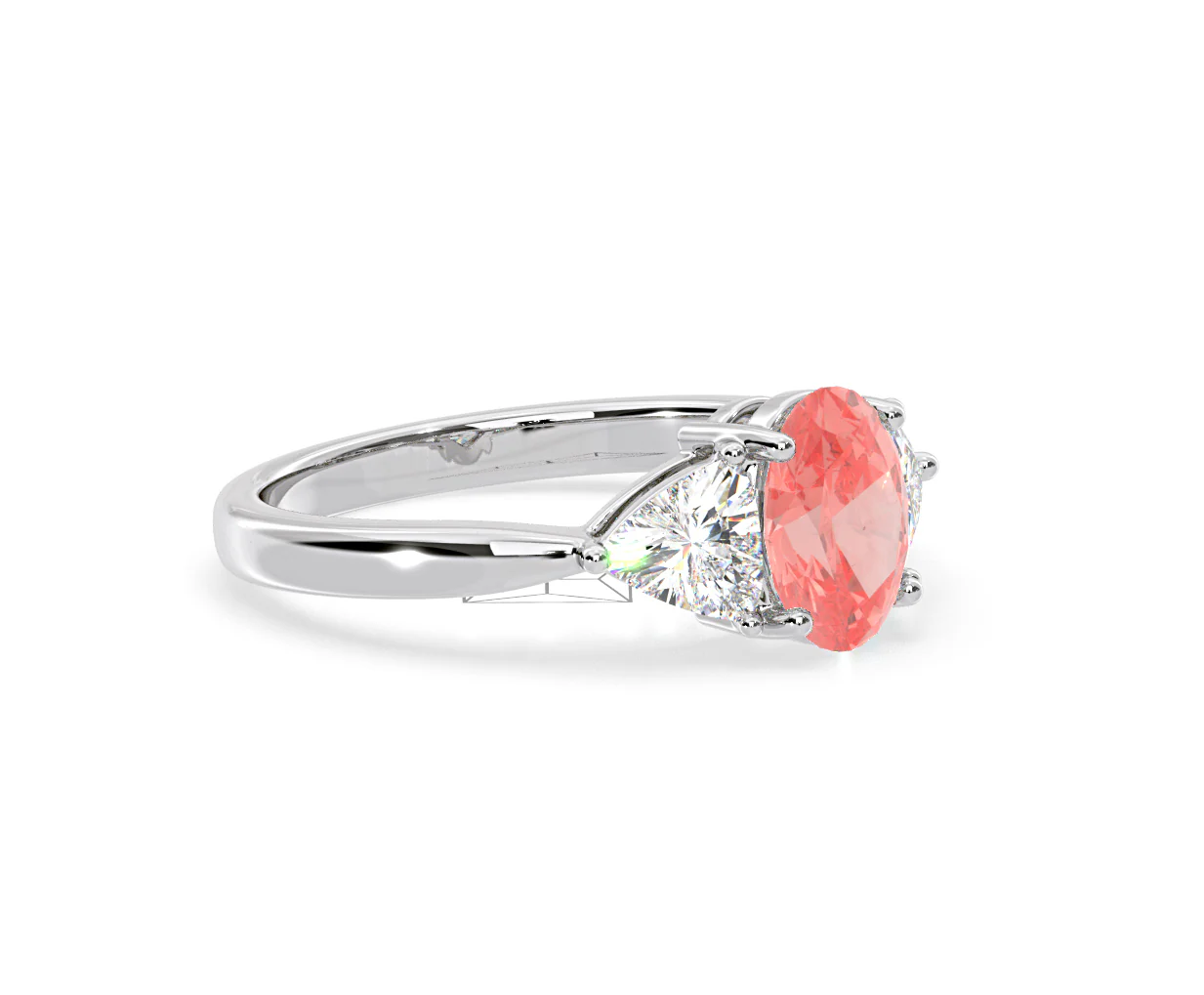 Dalia Pink Lab Diamond Oval with Trillions 1.70ct Ring in Platinum - Elara Collection - Image 76