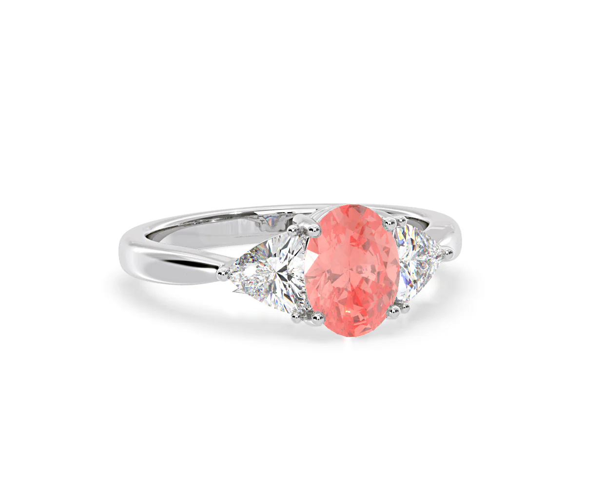 Dalia Pink Lab Diamond Oval with Trillions 1.70ct Ring in Platinum - Elara Collection - Image 82