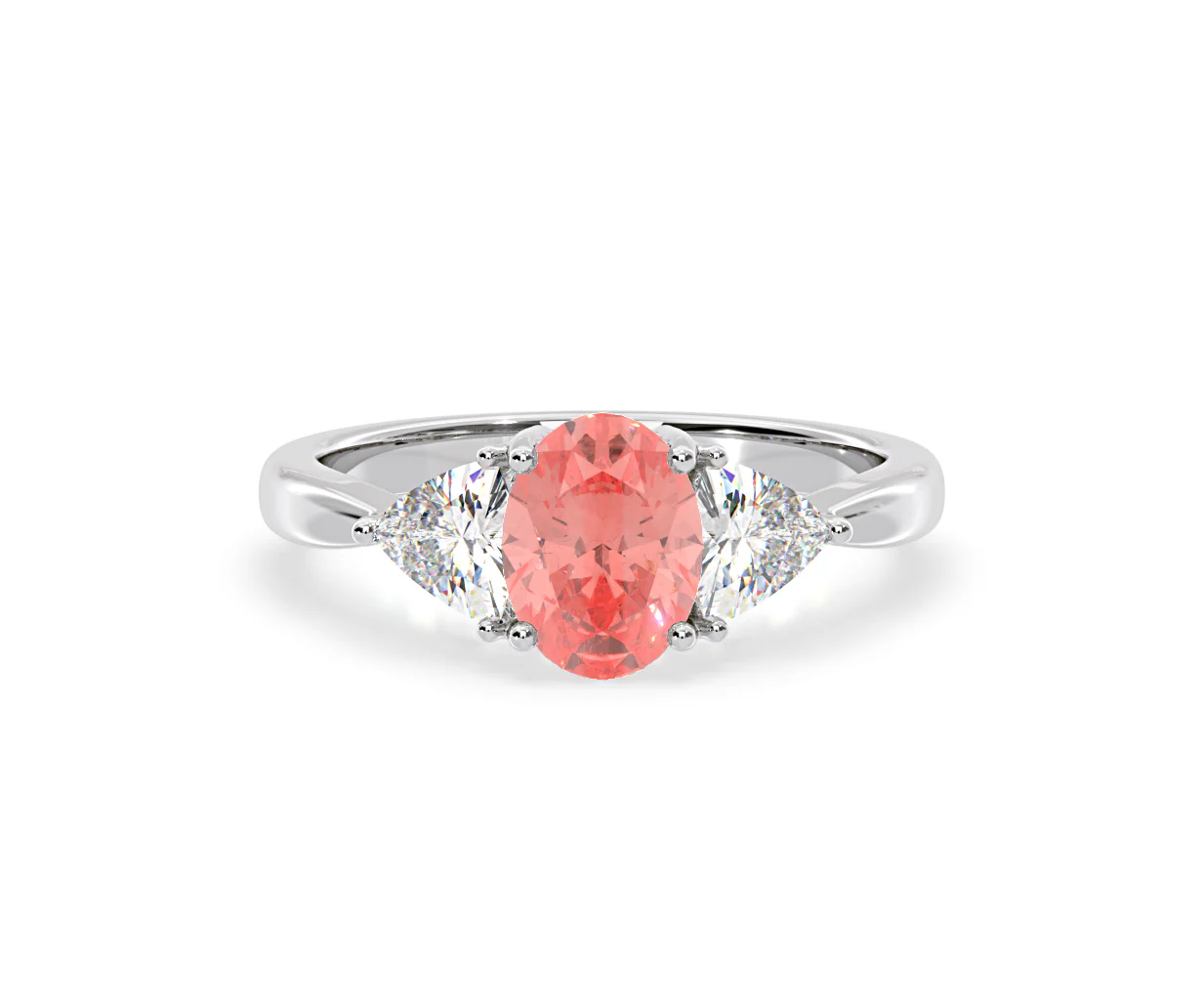 Dalia Pink Lab Diamond Oval with Trillions 1.70ct Ring in Platinum - Elara Collection - Image 86