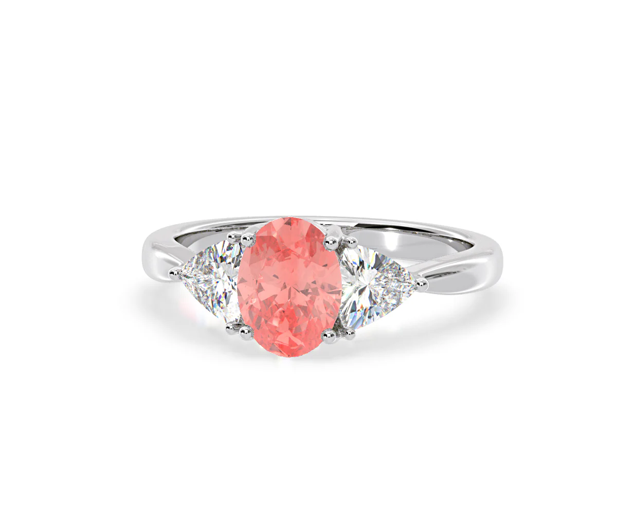 Dalia Pink Lab Diamond Oval with Trillions 1.70ct Ring in Platinum - Elara Collection - Image 9