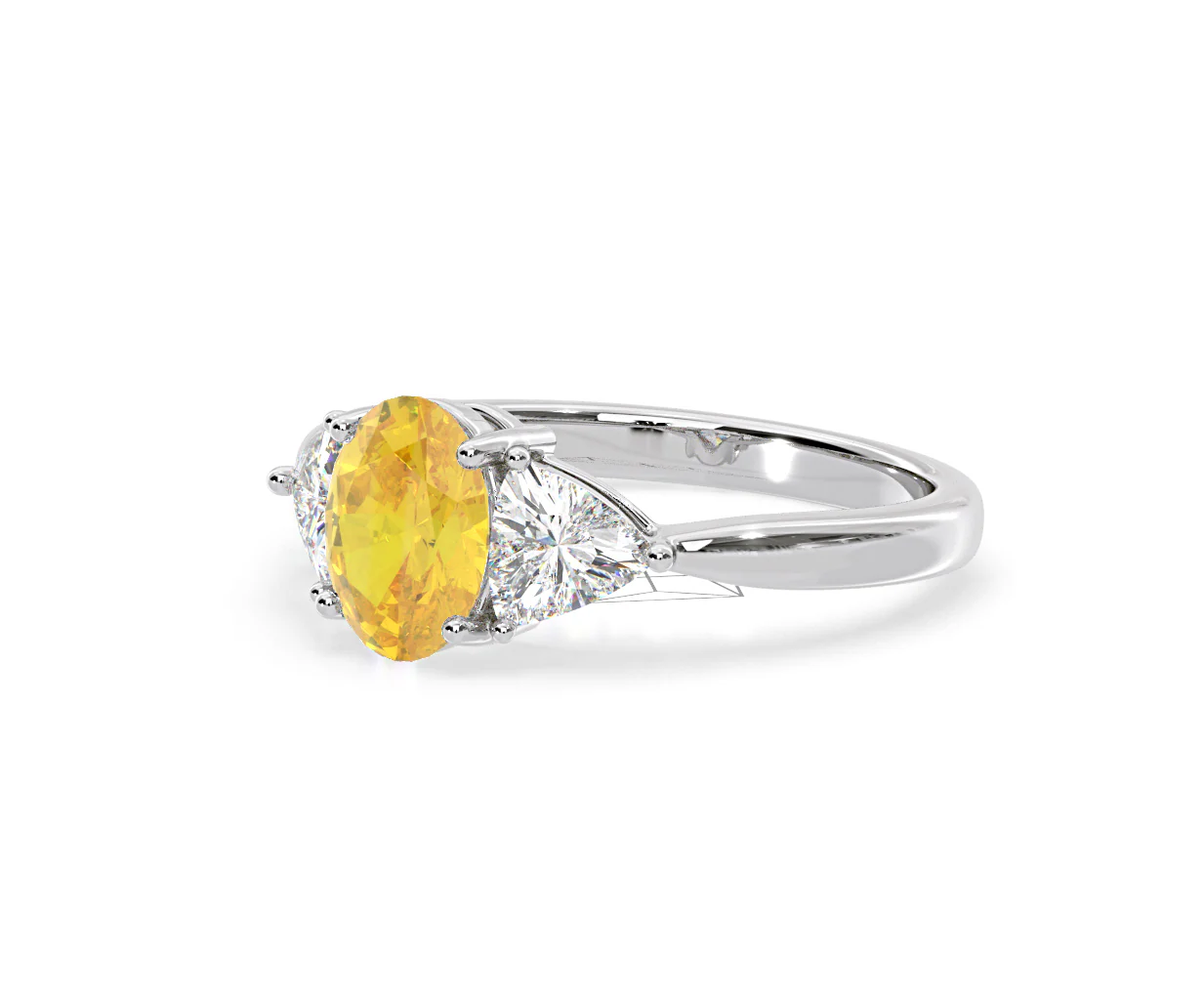 Dalia Yellow Lab Diamond Oval with Trillions 1.70ct Ring in 18K White Gold - Elara Collection - Image 15