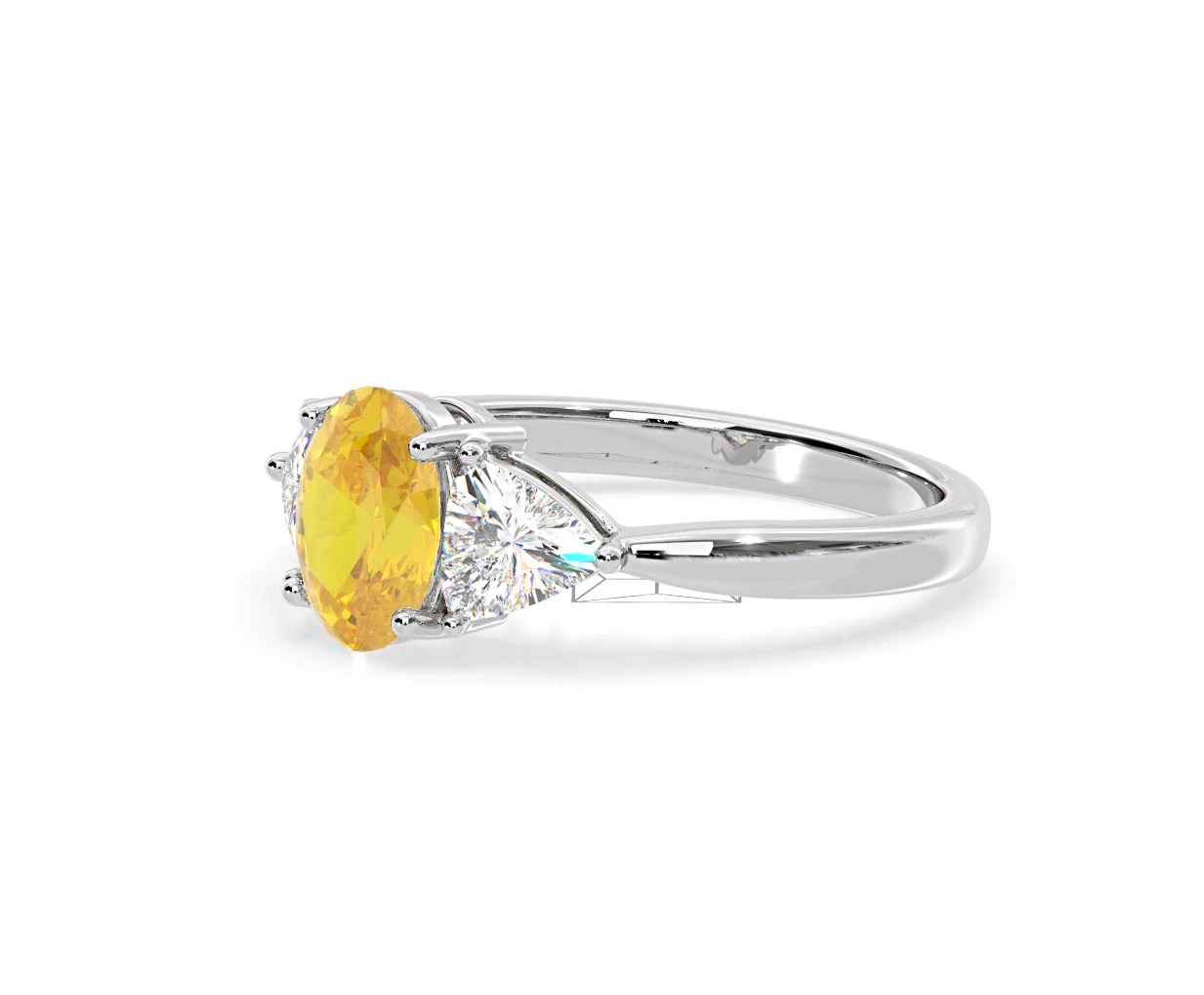 Dalia Yellow Lab Diamond Oval with Trillions 1.70ct Ring in 18K White Gold - Elara Collection - Image 17