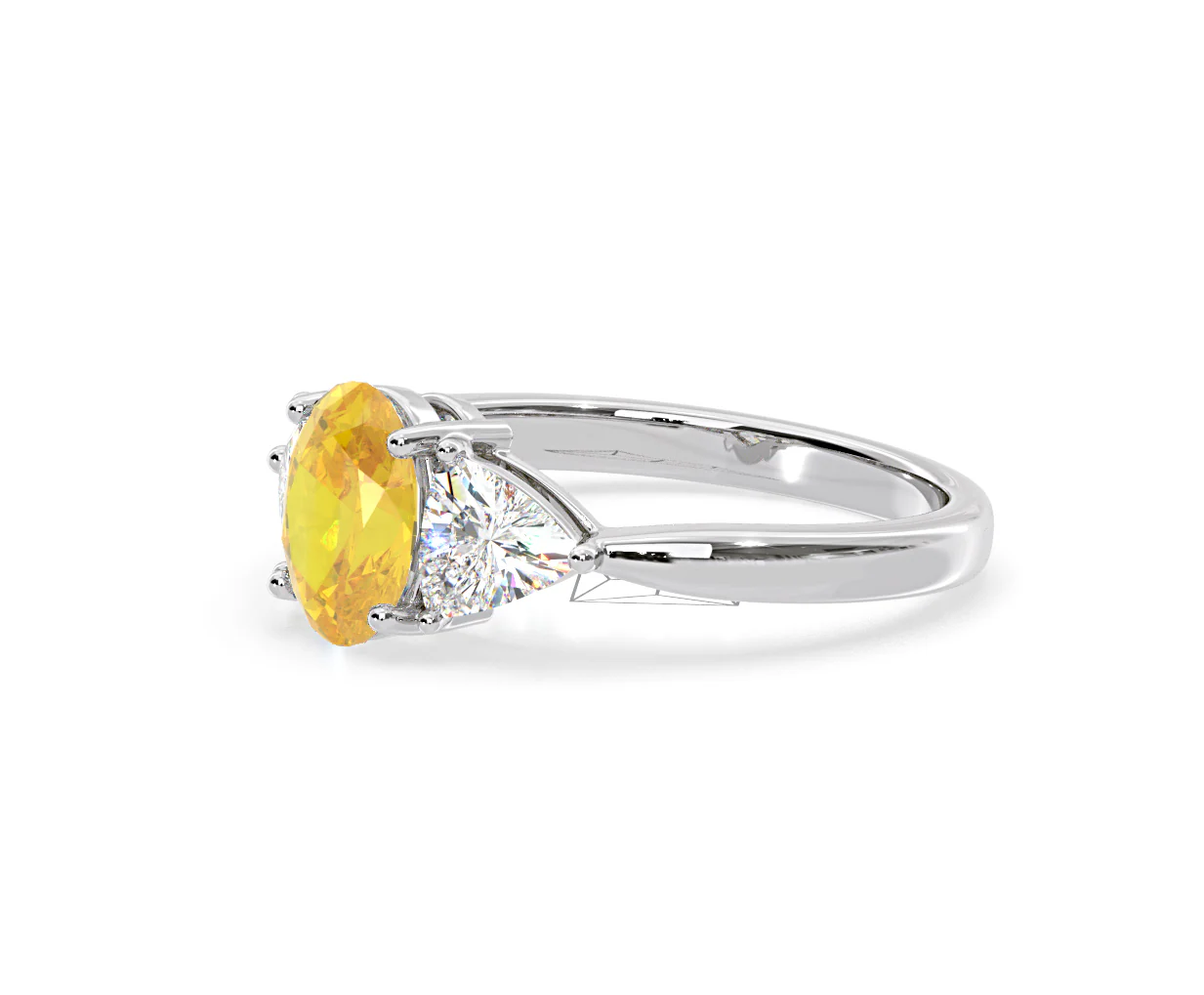 Dalia Yellow Lab Diamond Oval with Trillions 1.70ct Ring in 18K White Gold - Elara Collection - Image 18