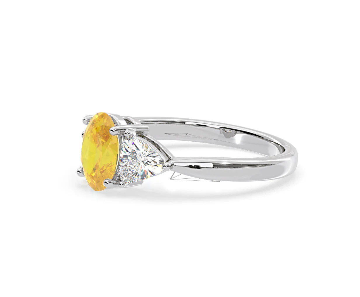 Dalia Yellow Lab Diamond Oval with Trillions 1.70ct Ring in 18K White Gold - Elara Collection - Image 19