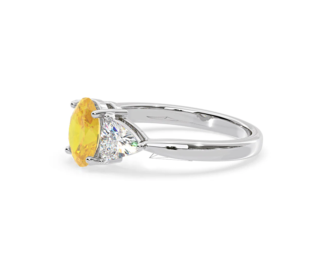Dalia Yellow Lab Diamond Oval with Trillions 1.70ct Ring in 18K White Gold - Elara Collection - Image 20