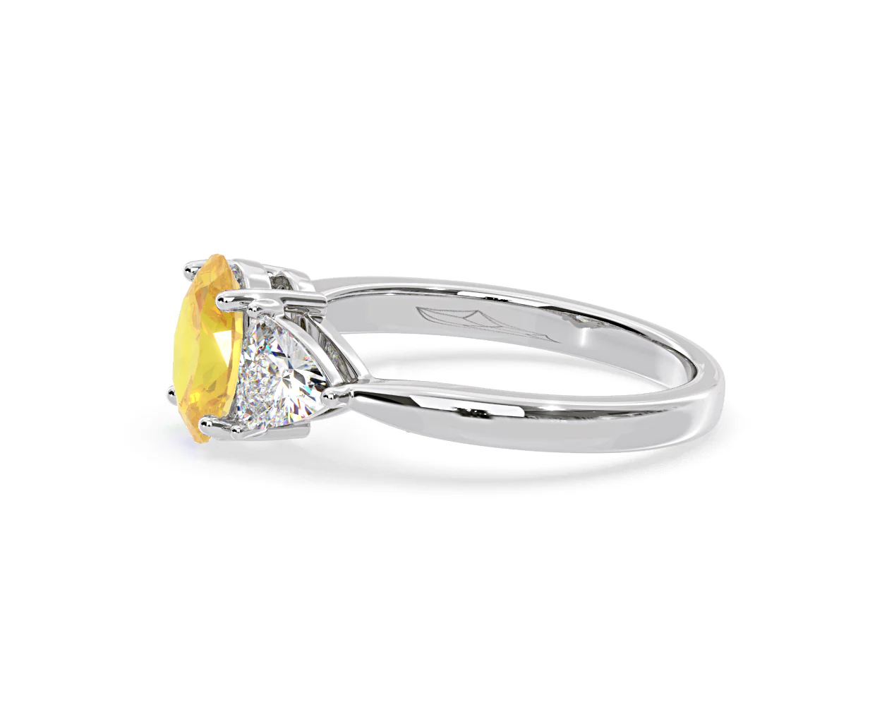Dalia Yellow Lab Diamond Oval with Trillions 1.70ct Ring in 18K White Gold - Elara Collection - Image 23