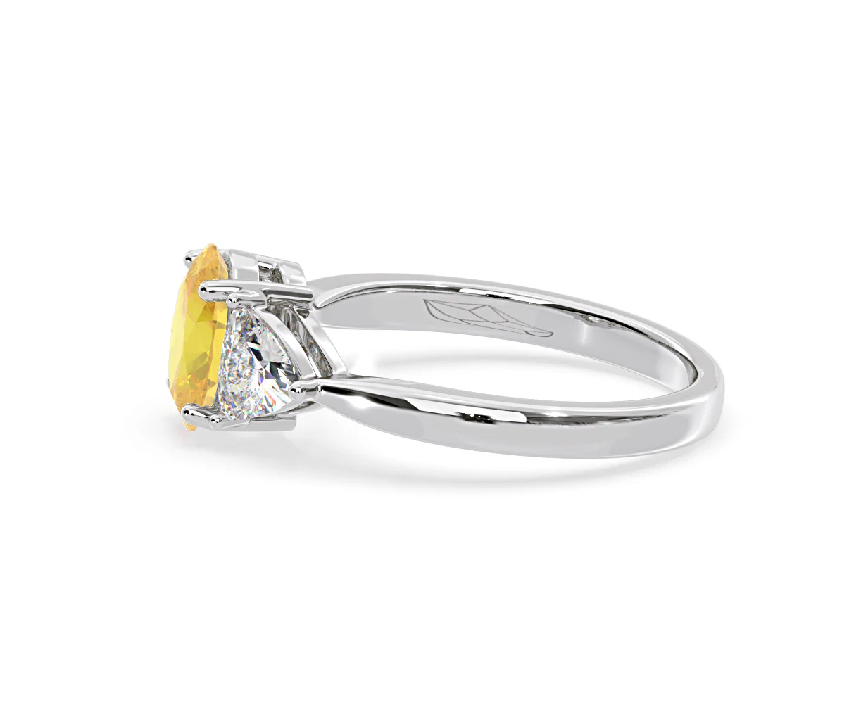 Dalia Yellow Lab Diamond Oval with Trillions 1.70ct Ring in 18K White Gold - Elara Collection - Image 25
