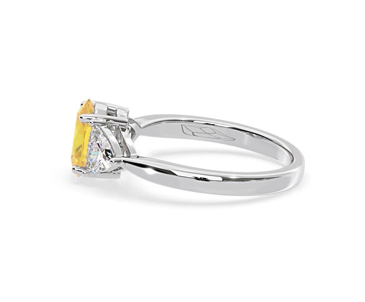 Dalia Yellow Lab Diamond Oval with Trillions 1.70ct Ring in 18K White Gold - Elara Collection - Image 27