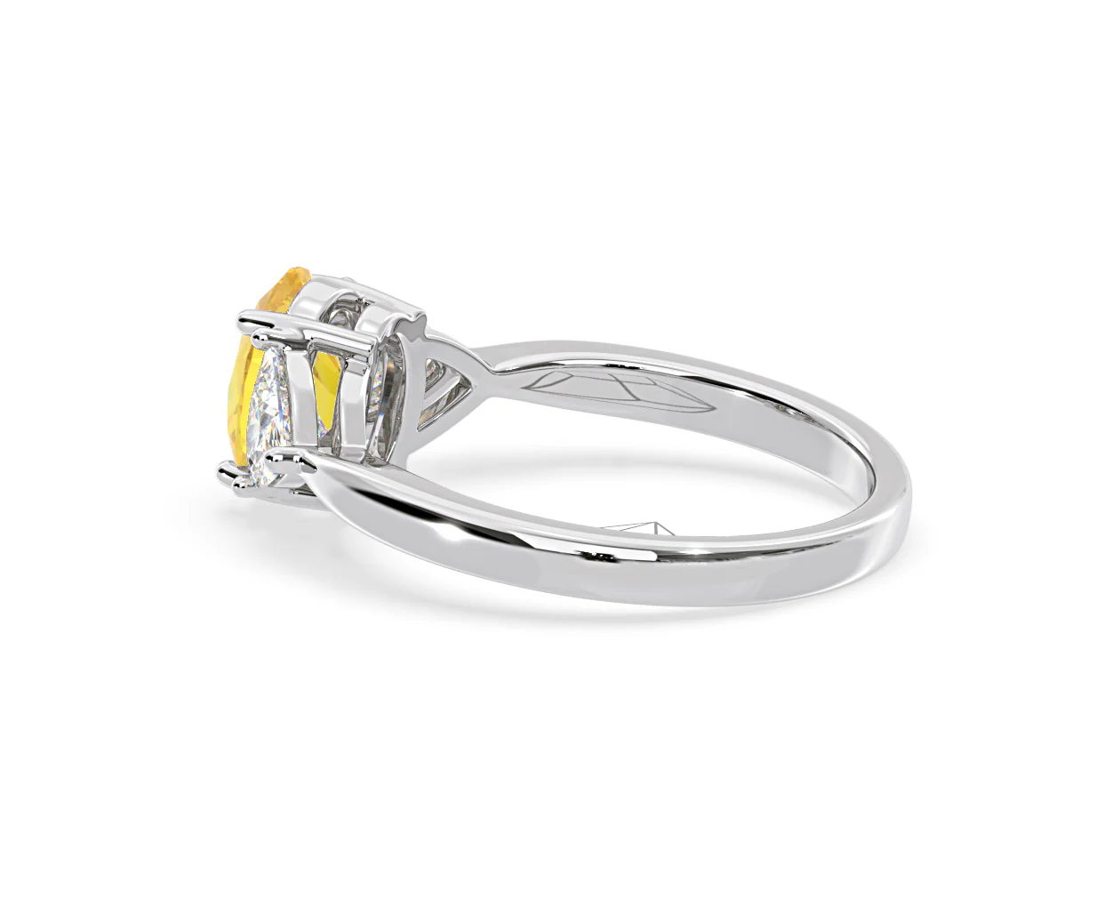 Dalia Yellow Lab Diamond Oval with Trillions 1.70ct Ring in 18K White Gold - Elara Collection - Image 32