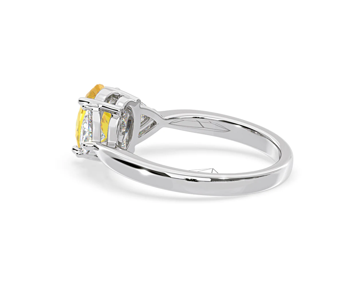 Dalia Yellow Lab Diamond Oval with Trillions 1.70ct Ring in 18K White Gold - Elara Collection - Image 33
