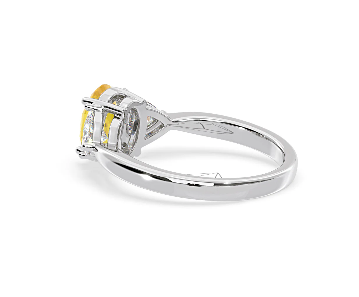 Dalia Yellow Lab Diamond Oval with Trillions 1.70ct Ring in 18K White Gold - Elara Collection - Image 34