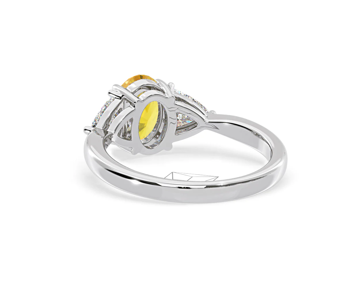 Dalia Yellow Lab Diamond Oval with Trillions 1.70ct Ring in 18K White Gold - Elara Collection - Image 41