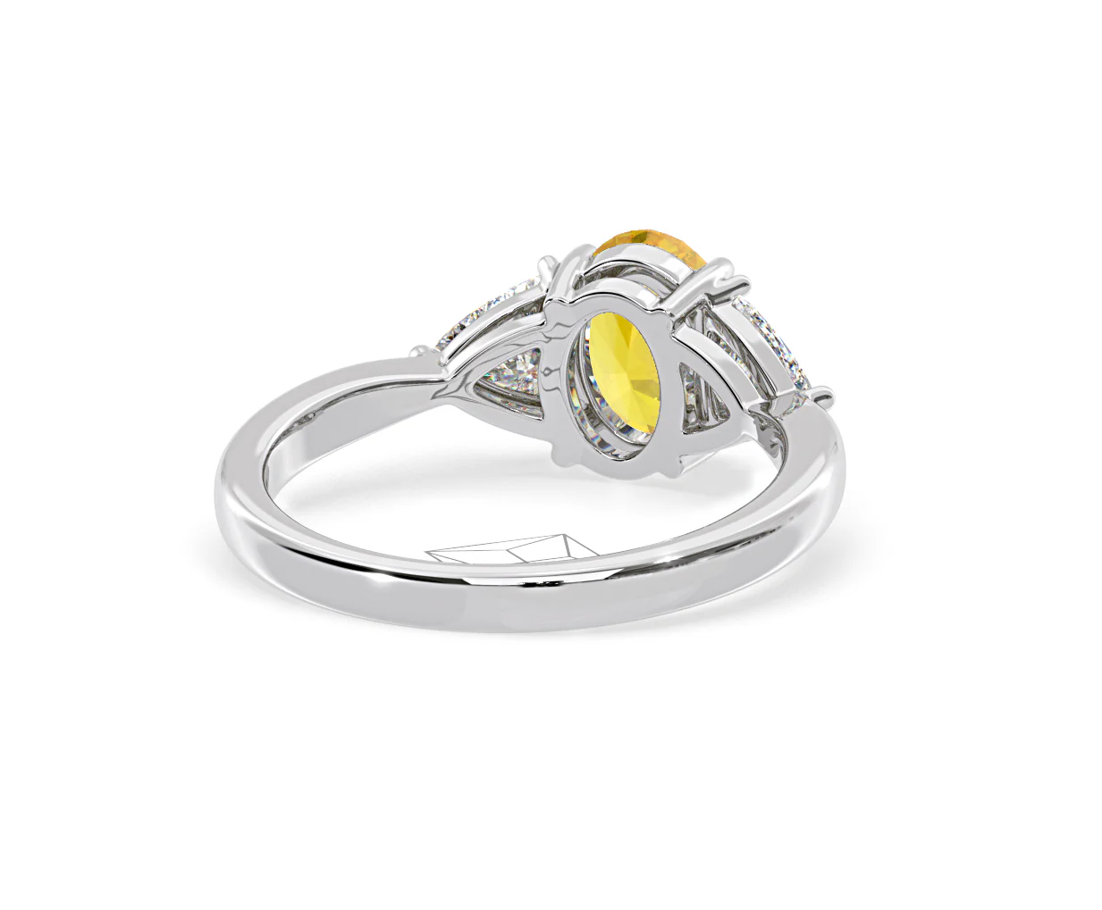 Dalia Yellow Lab Diamond Oval with Trillions 1.70ct Ring in 18K White Gold - Elara Collection - Image 51