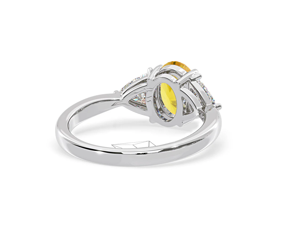 Dalia Yellow Lab Diamond Oval with Trillions 1.70ct Ring in 18K White Gold - Elara Collection - Image 52