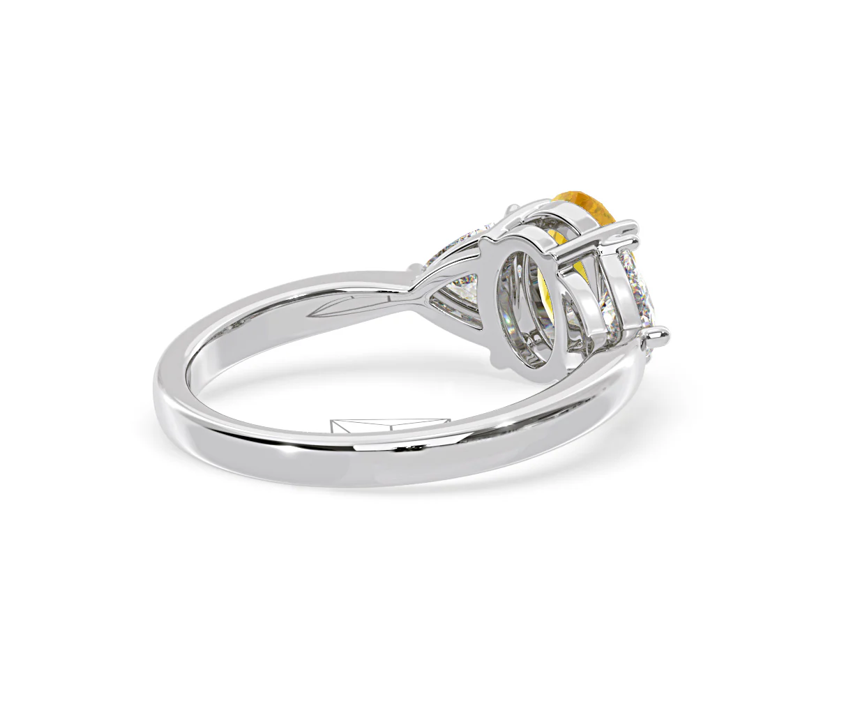 Dalia Yellow Lab Diamond Oval with Trillions 1.70ct Ring in 18K White Gold - Elara Collection - Image 56
