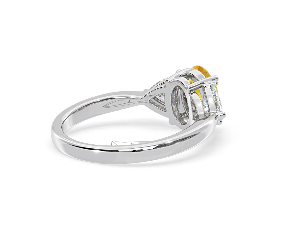 Dalia Yellow Lab Diamond Oval with Trillions 1.70ct Ring in 18K White Gold - Elara Collection - Image 57