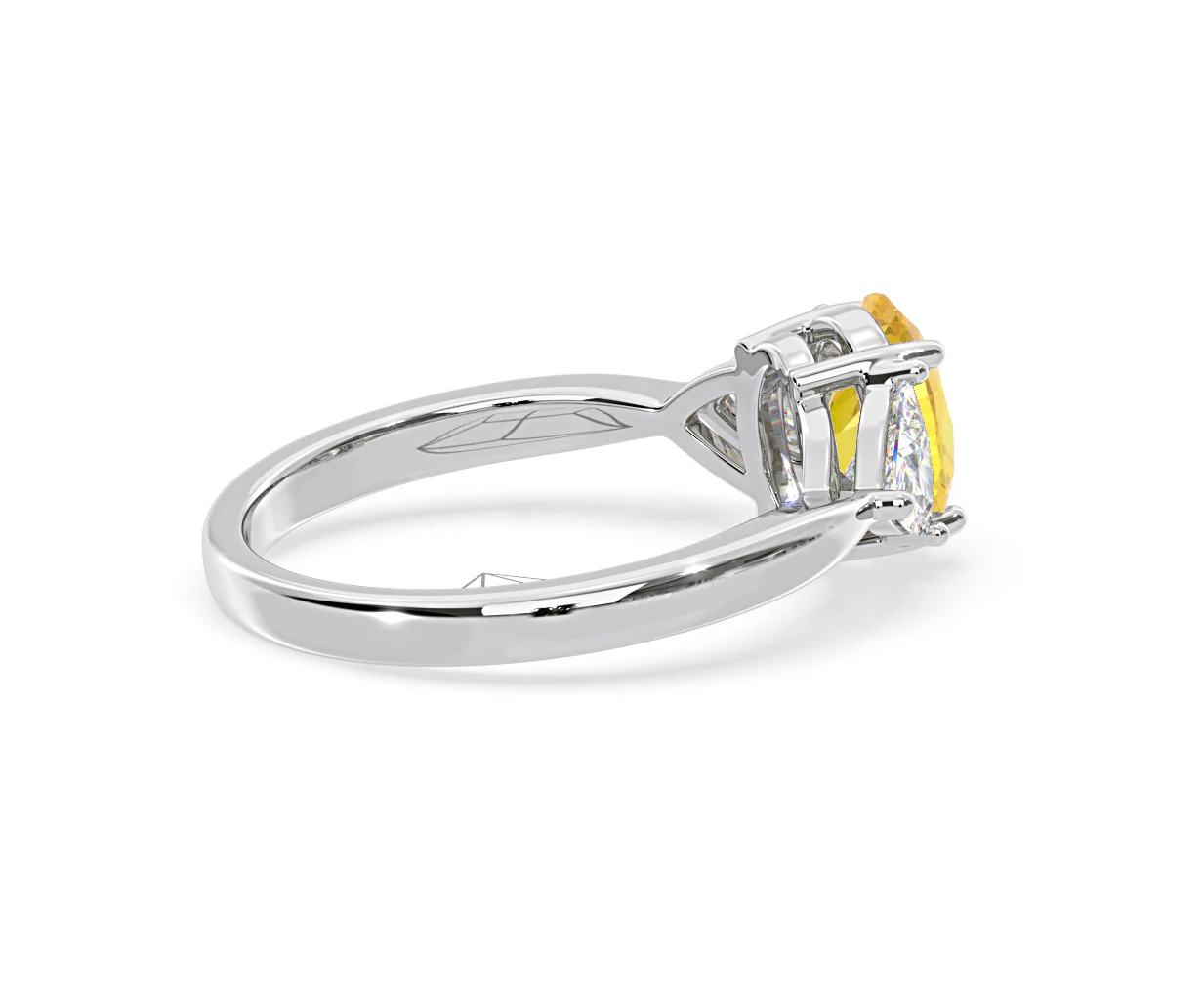 Dalia Yellow Lab Diamond Oval with Trillions 1.70ct Ring in 18K White Gold - Elara Collection - Image 61