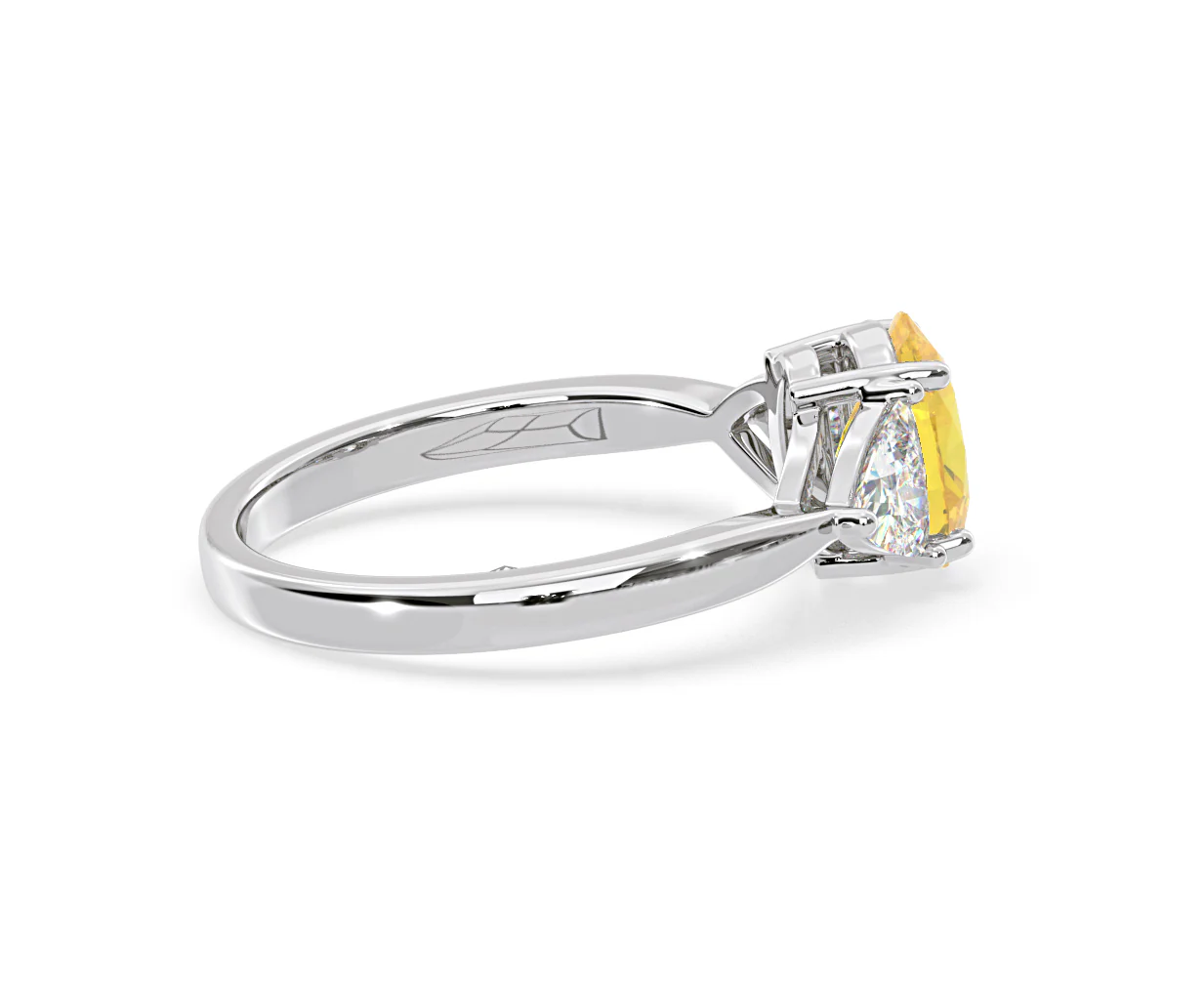 Dalia Yellow Lab Diamond Oval with Trillions 1.70ct Ring in 18K White Gold - Elara Collection - Image 64