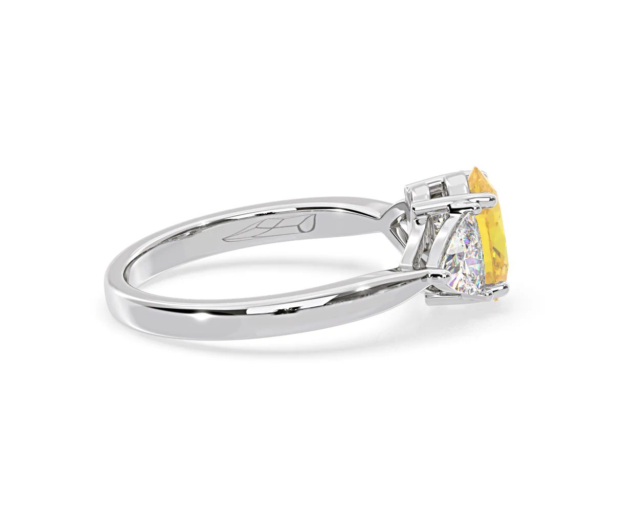 Dalia Yellow Lab Diamond Oval with Trillions 1.70ct Ring in 18K White Gold - Elara Collection - Image 65