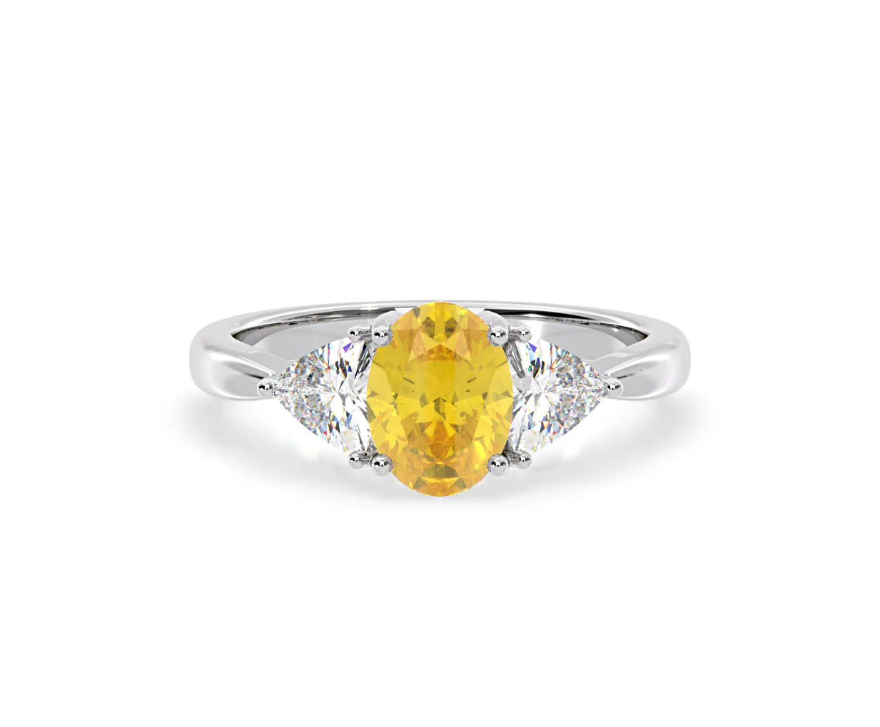 Dalia Yellow Lab Diamond Oval with Trillions 1.70ct Ring in 18K White Gold - Elara Collection - Image 7