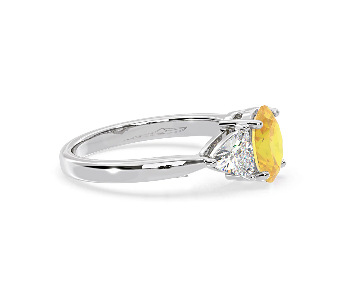 Dalia Yellow Lab Diamond Oval with Trillions 1.70ct Ring in 18K White Gold - Elara Collection - Image 71