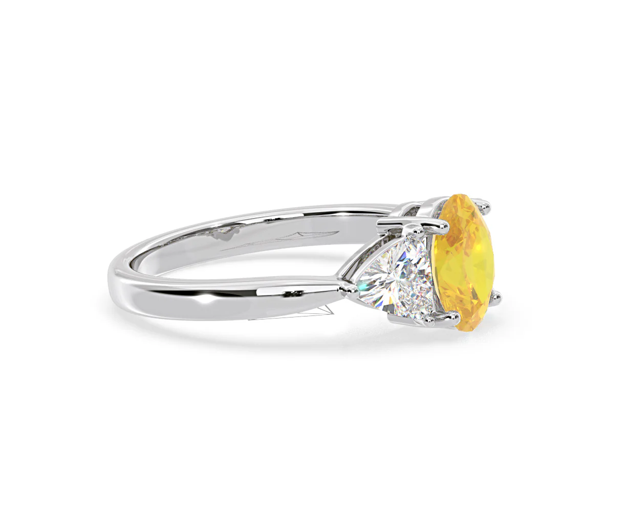 Dalia Yellow Lab Diamond Oval with Trillions 1.70ct Ring in 18K White Gold - Elara Collection - Image 73