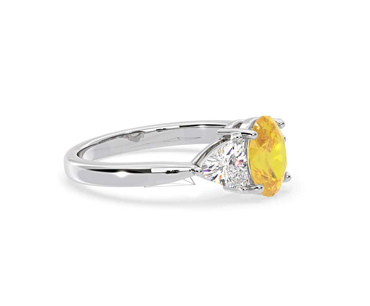 Dalia Yellow Lab Diamond Oval with Trillions 1.70ct Ring in 18K White Gold - Elara Collection - Image 74