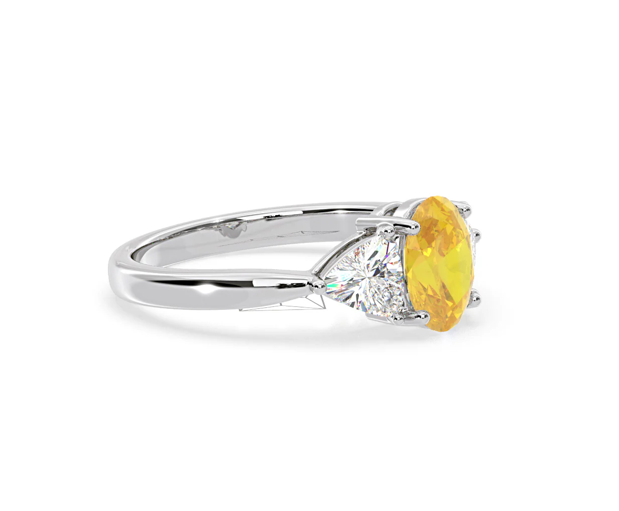 Dalia Yellow Lab Diamond Oval with Trillions 1.70ct Ring in 18K White Gold - Elara Collection - Image 75