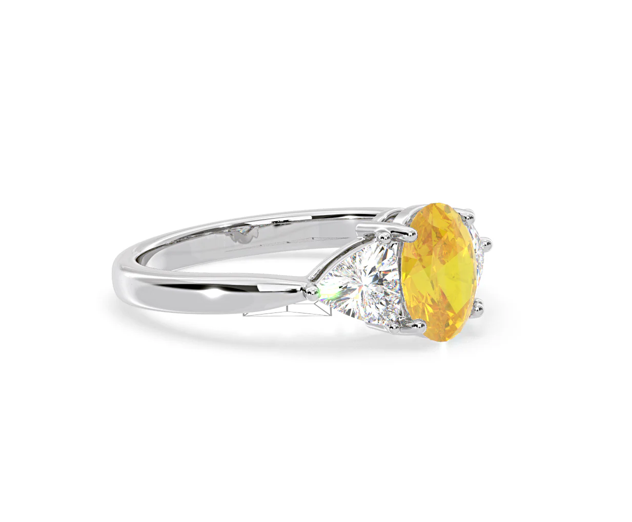 Dalia Yellow Lab Diamond Oval with Trillions 1.70ct Ring in 18K White Gold - Elara Collection - Image 76