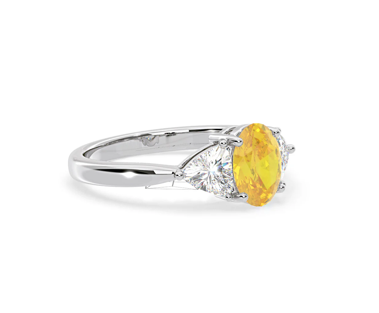 Dalia Yellow Lab Diamond Oval with Trillions 1.70ct Ring in 18K White Gold - Elara Collection - Image 77
