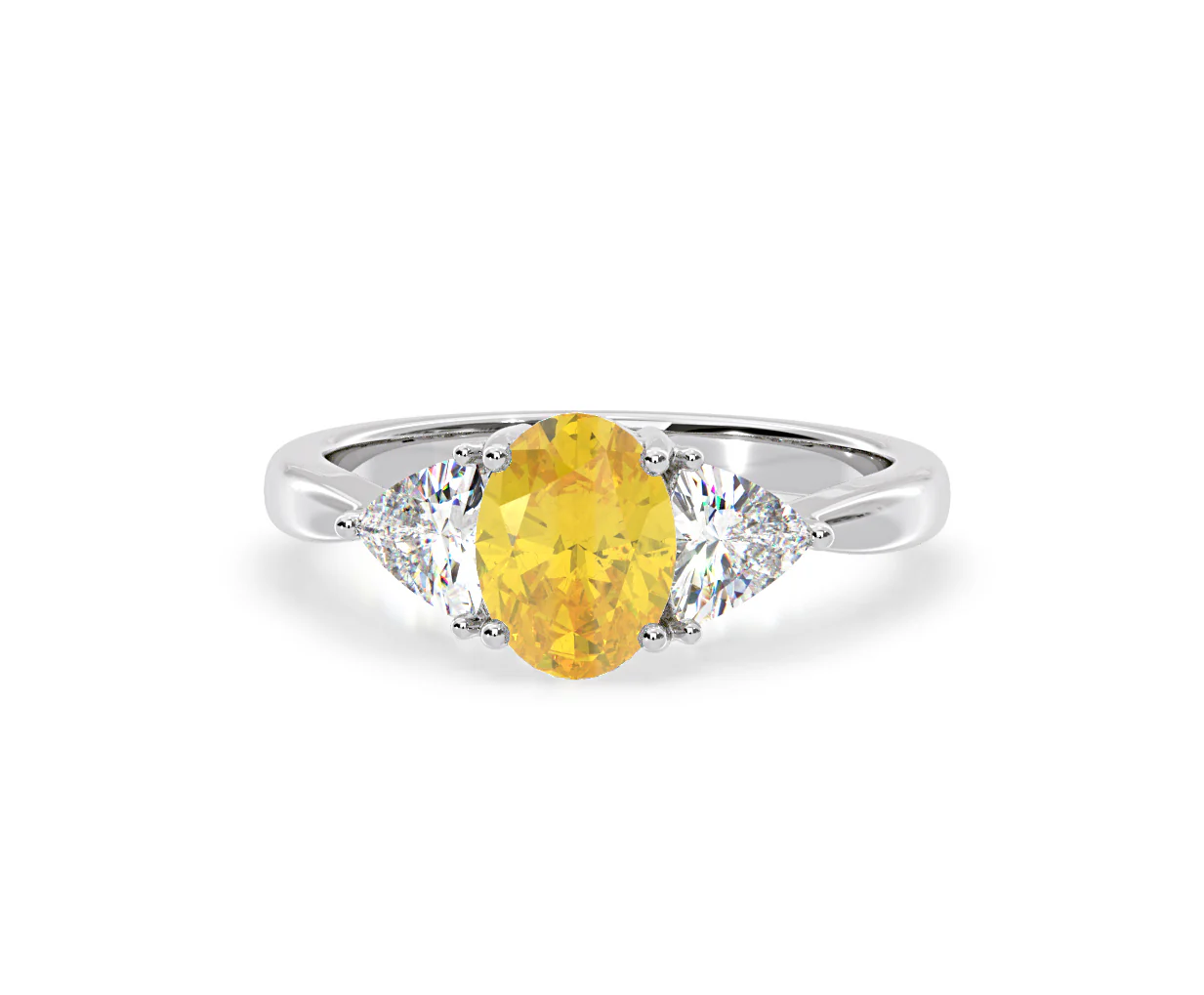 Dalia Yellow Lab Diamond Oval with Trillions 1.70ct Ring in 18K White Gold - Elara Collection - Image 8