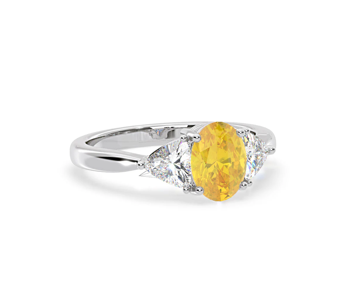 Dalia Yellow Lab Diamond Oval with Trillions 1.70ct Ring in 18K White Gold - Elara Collection - Image 81
