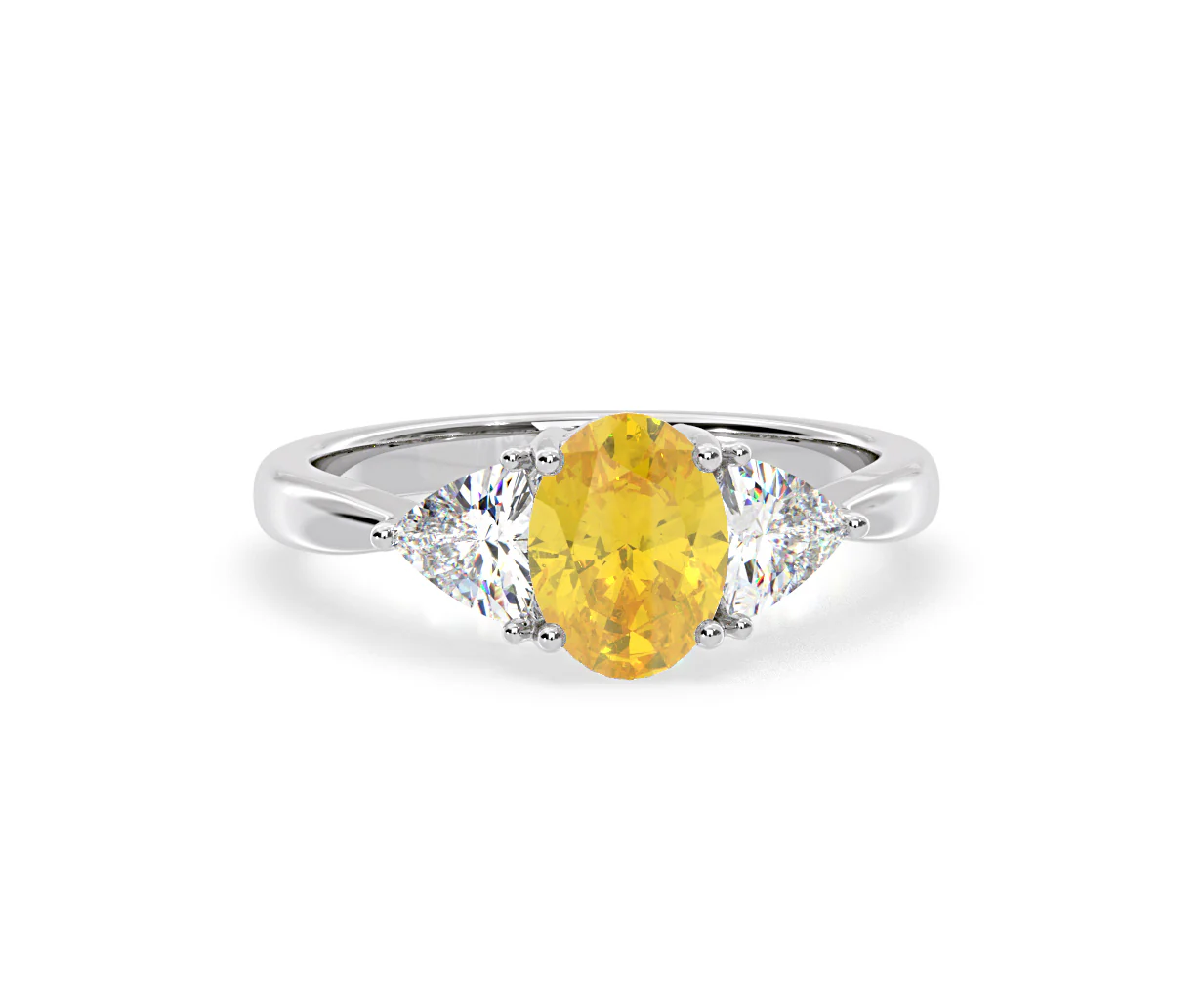 Dalia Yellow Lab Diamond Oval with Trillions 1.70ct Ring in 18K White Gold - Elara Collection - Image 85