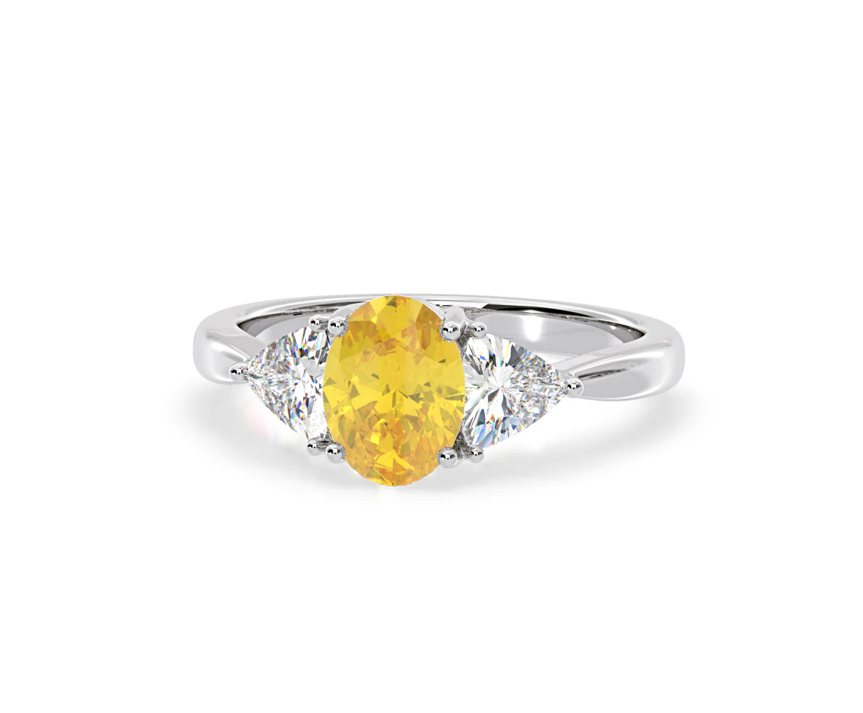 Dalia Yellow Lab Diamond Oval with Trillions 1.70ct Ring in 18K White Gold - Elara Collection - Image 9