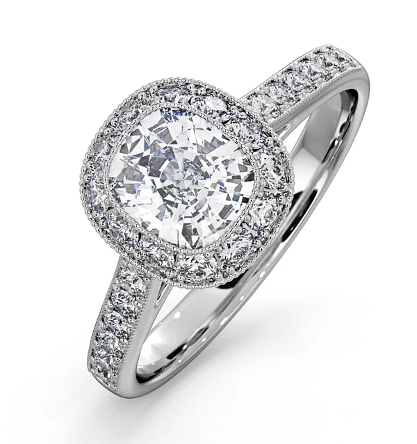 Danielle Lab Diamond Engagement Side Stone Ring 18KW Gold 2.10CT F/VS1