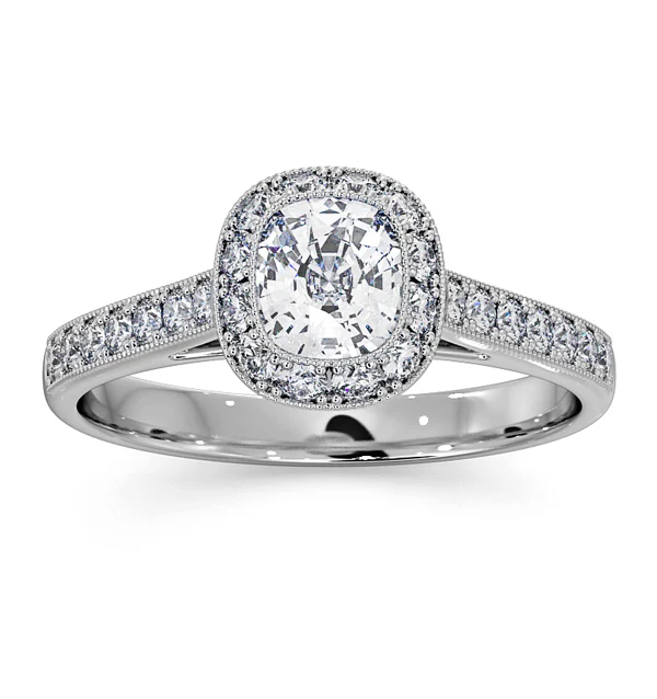Danielle Lab Diamond Engagement Side Stone Ring in Platinum 1CT F/VS1 - Image 3