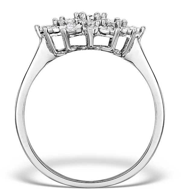 Diamond 0.10ct 9K White Gold Large Cluster Ring SIZE H - Image 2