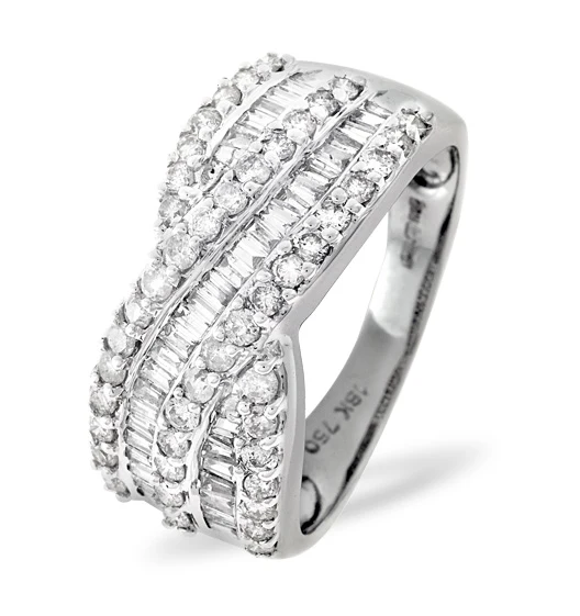 Diamond 1.00CT 18K White Gold Cross-Over Ring - Image 2