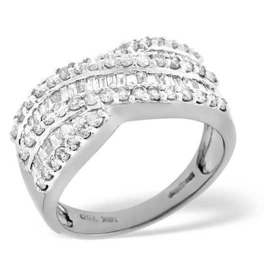 Diamond 1.00CT 18K White Gold Cross-Over Ring - Image 3