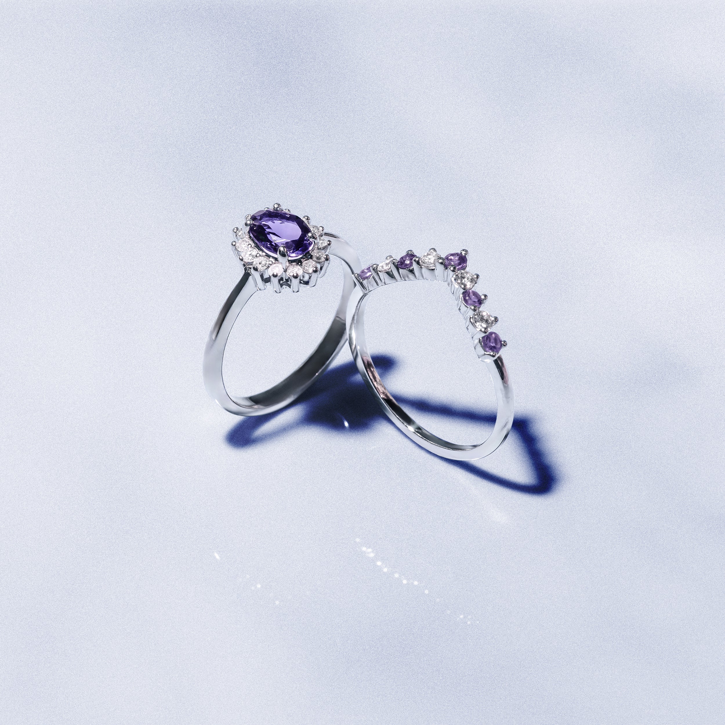 Diamond and Tanzanite 0.35CT Wishbone Ring in 9K White Gold - Image 5