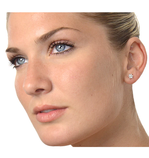 Diamond Cluster Earrings 0.30ct White Gold - Image 2
