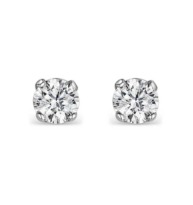Diamond Earrings 0.20CT Studs H/SI Quality in 18K White Gold - 3mm