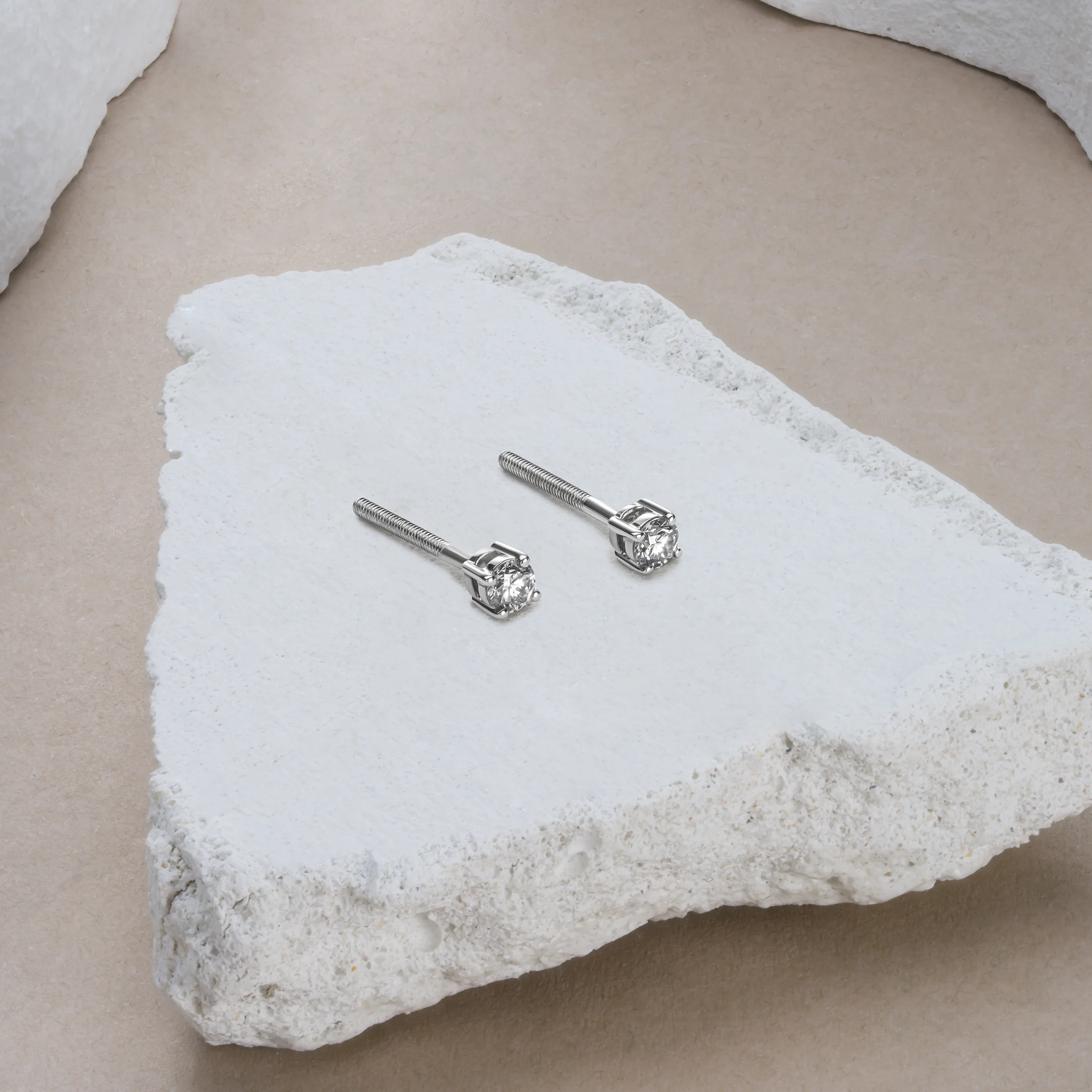 Diamond Earrings 0.20CT Studs Premium Quality in 18K White Gold - 3mm - Image 6