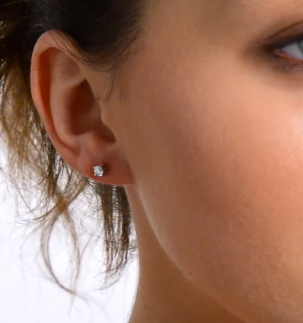 Diamond Earrings 0.30CT Studss Premium Quality in 18K White Gold 3.4mm - Image 4