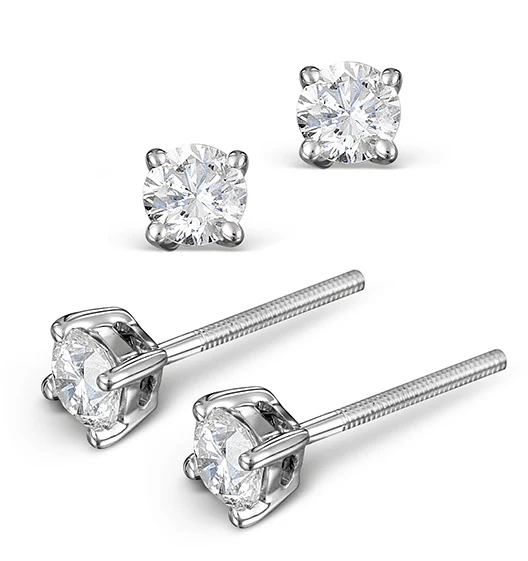 Diamond Earrings 0.40CT Studs H/SI Quality in 18K White Gold - 3.8mm - Image 2