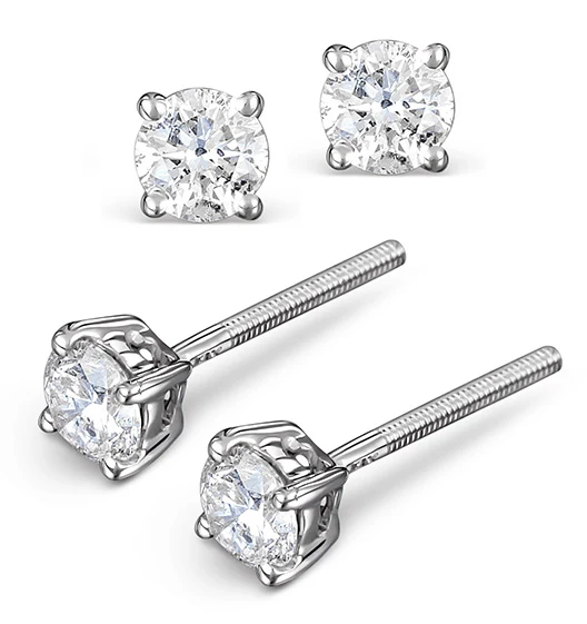 Diamond Earrings 0.50CT Studs H/SI Quality in 18K White Gold - 4.1mm - Image 2