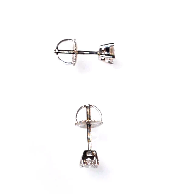 Diamond Earrings 0.50CT Studs H/SI Quality in 18K White Gold - 4.1mm - Image 3