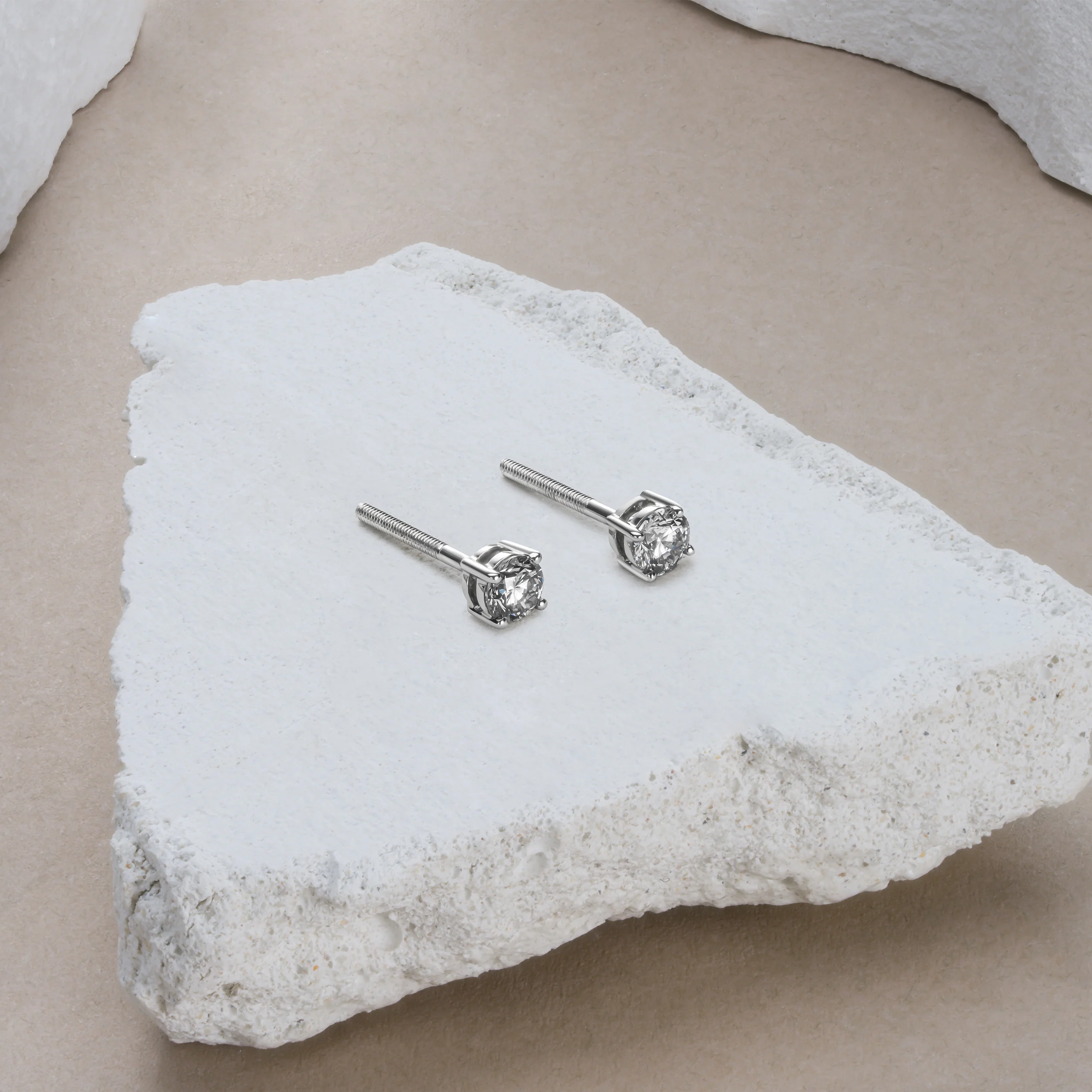 Diamond Earrings 0.50CT Studss Premium Quality in 18K White Gold 4.1mm - Image 6